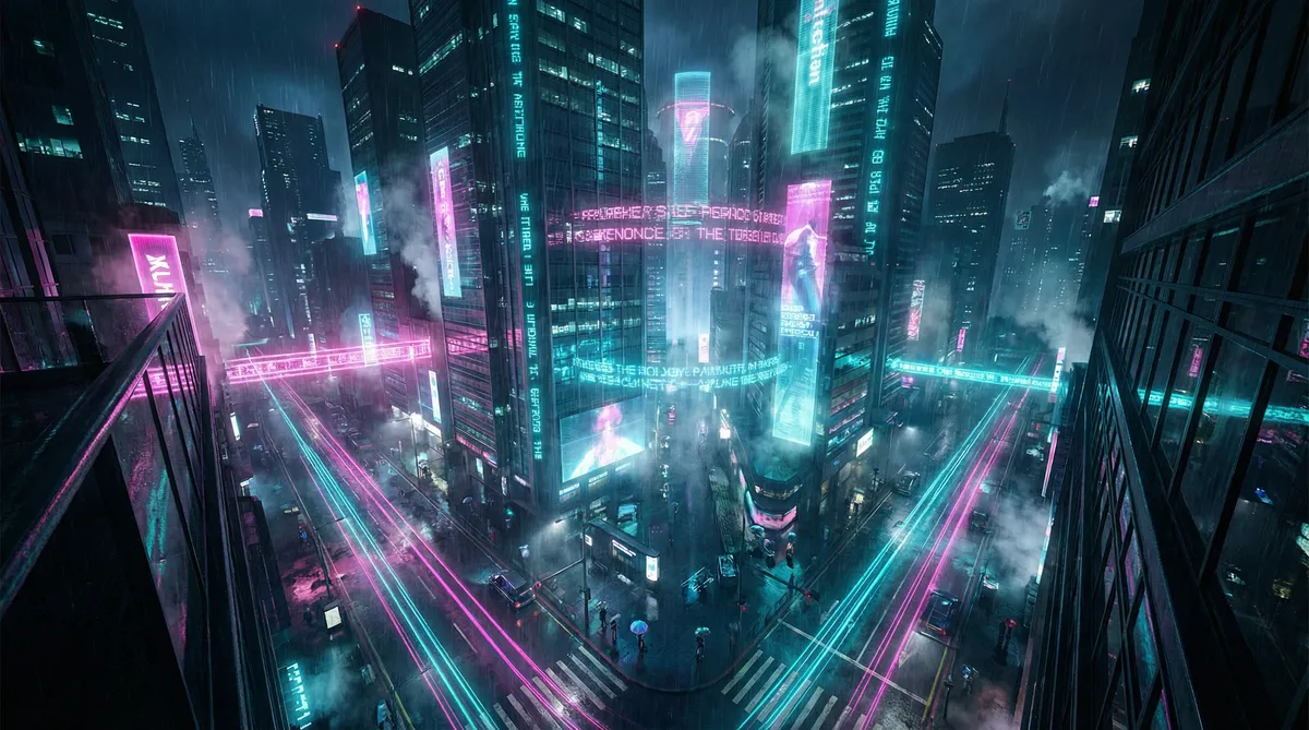 野花在线观看免费观看高清 竖屏短剧平台首页背景 - 赛博朋克都市夜景